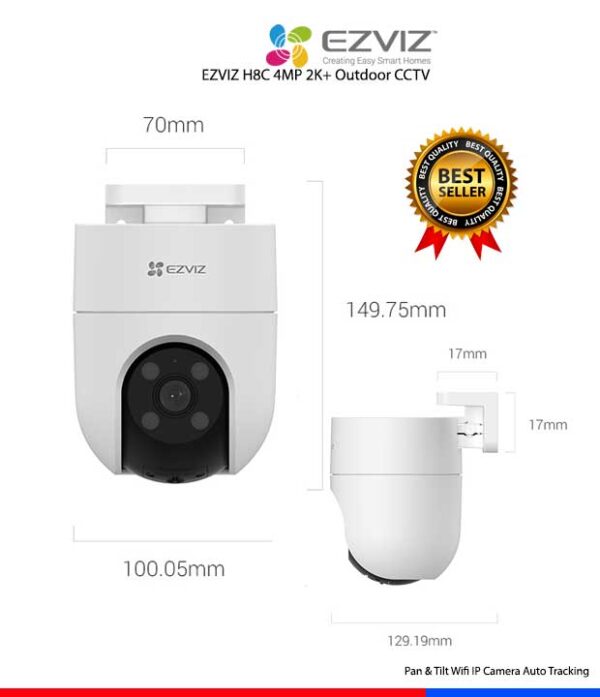 EZVIZ H8C 4MP 2K+ Outdoor CCTV Pan & Tilt Wifi IP Camera Auto Tracking