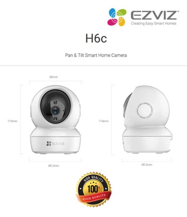 EZVIZ H6C-5MP-PRO 5MP 3K, Pan -Tilt 2way-Audio Dual-Band 2.4/5ghz Indoor Wifi