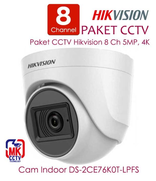 Paket CCTV Hikvision 8Ch 5MP 4K Lengkap 8 Kamera Full Audio