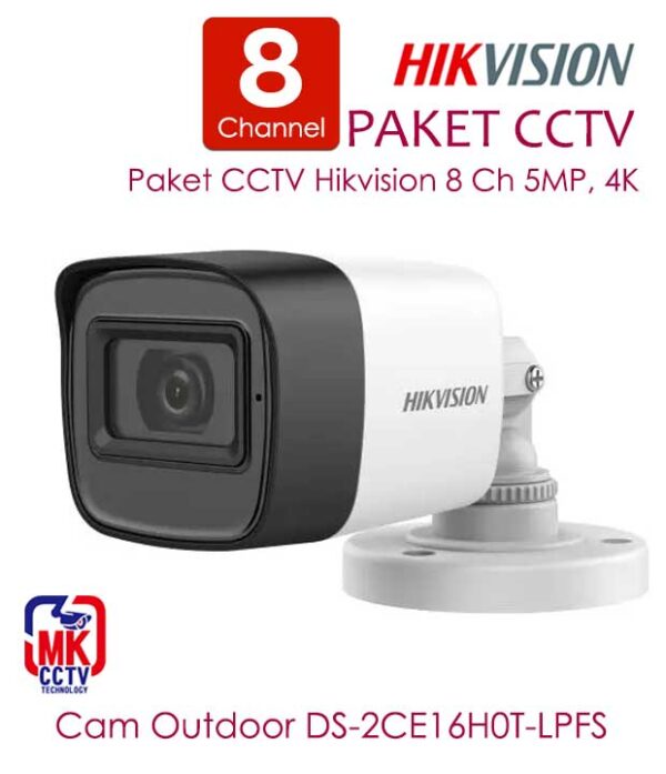 Paket CCTV Hikvision 8Ch 5MP 4K Lengkap 8 Kamera Full Audio