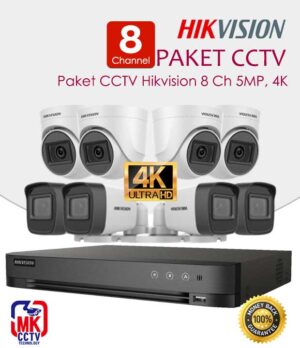 Paket CCTV Hikvision 8Ch 5MP 4K Lengkap 8 Kamera Full Audio