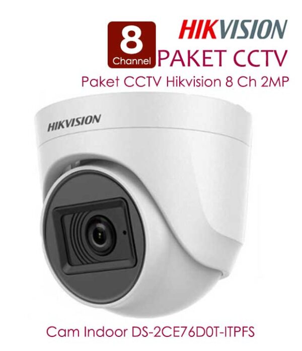 Paket CCTV HIKVISION 8 CHANNEL 2MP Full Audio Lengkap Dengan 8 Kamera