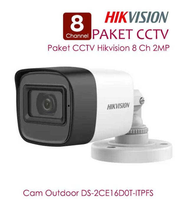 Paket CCTV HIKVISION 8 CHANNEL 2MP Full Audio Lengkap Dengan 8 Kamera