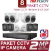 Paket CCTV HIKVISION 8 CHANNEL 2MP Full Audio Lengkap Dengan 8 Kamera