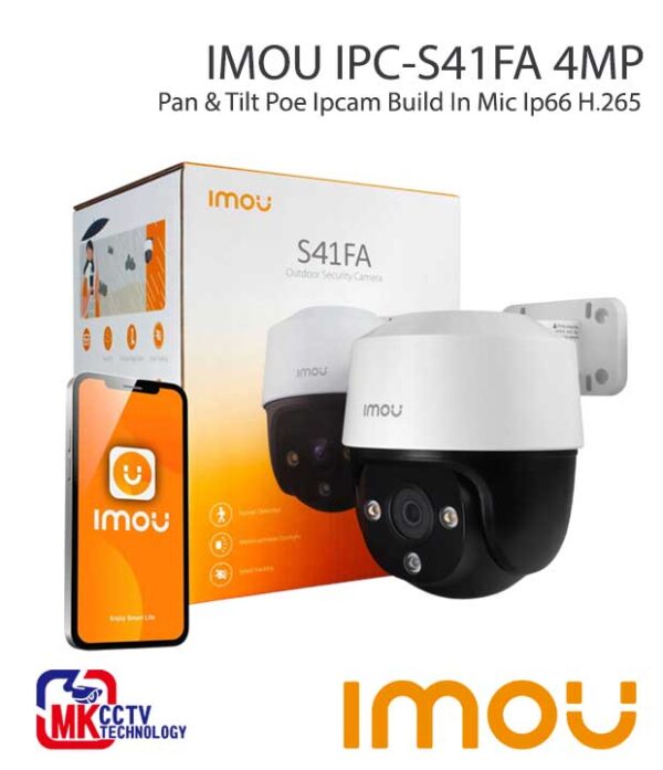 IMOU-4MP-s41fa-ipcamera IMOU IPC-S41FA 4MP - Pan & Tilt Poe IP Camera Build In Mic Ip66 H.265