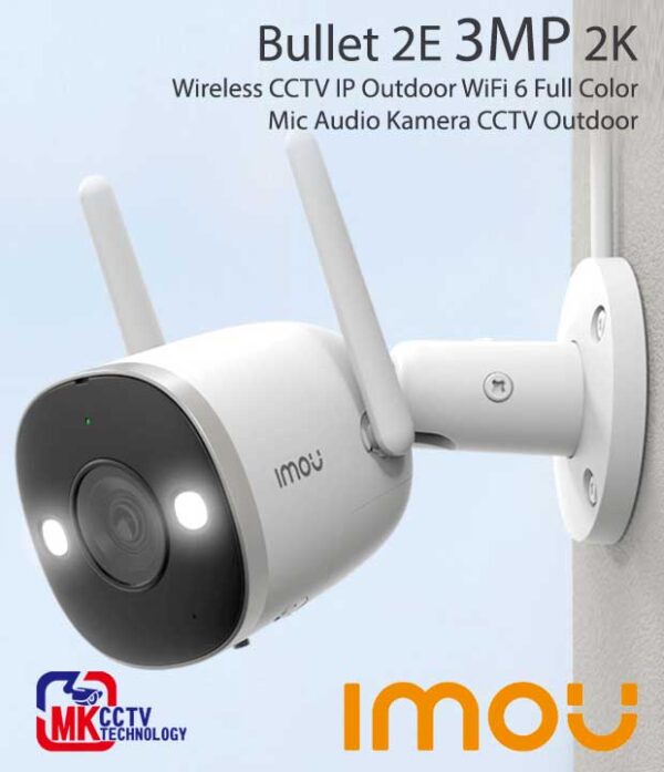 IMOU Bullet 2E 3MP 2K Smart Wifi Color Built-in MIc Waterproof - IP Camera Outdoor