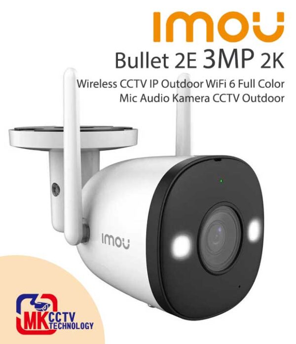 IMOU Bullet 2E 3MP 2K Smart Wifi Color Built-in MIc Waterproof - IP Camera Outdoor
