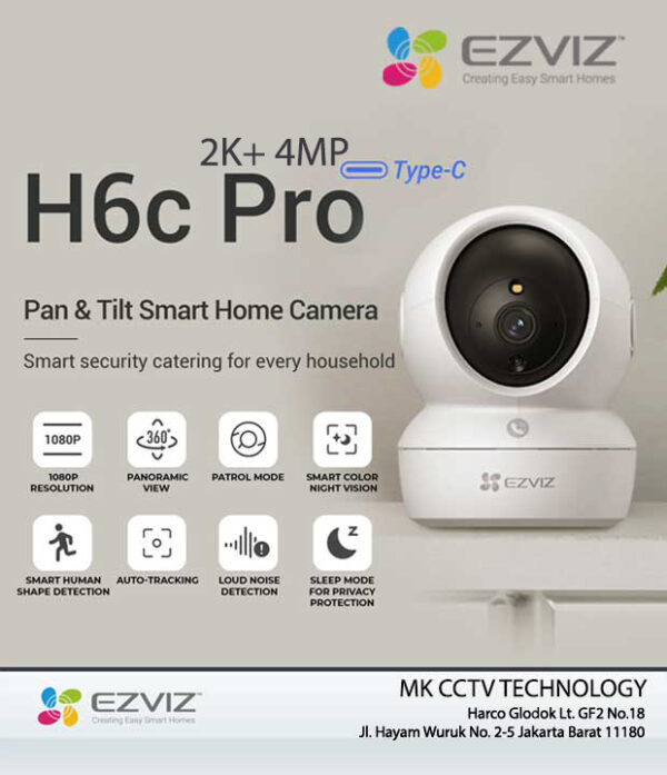 EZVIZ H6C 4MP 2K+ Pan-Tilt 2way-Audio Dual 2.4/5ghz Indoor Wifi