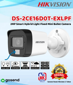 KAMERA CCTV HIKVISION 2MP DS-2CE16D0T-EXLPF DUAL LIGHT COLORVU OUTDOOR 1080p