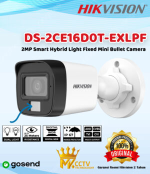 KAMERA CCTV HIKVISION 2MP DS-2CE16D0T-EXLPF DUAL LIGHT COLORVU OUTDOOR 1080p
