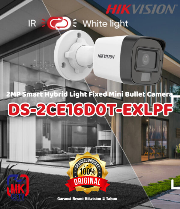 KAMERA CCTV HIKVISION 2MP DS-2CE16D0T-EXLPF DUAL LIGHT COLORVU OUTDOOR 1080p