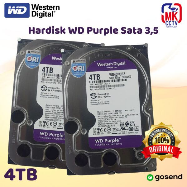 Hard disk WD Purple ORI 4TB Garansi 3Tahun | HDD CCTV Original | Internal Surveillance video