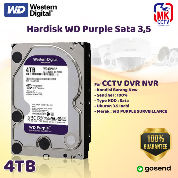 Harddisk WD Purple 4TB SATA 3.5 | HDD CCTV DVR NVR CCTV NEW | Internal Surveillance video