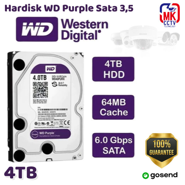 Harddisk WD Purple 4TB SATA 3.5 | HDD CCTV DVR NVR CCTV NEW | Internal Surveillance video