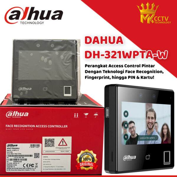 Access Controller Dahua DH-321WPTA-W Face Recognition Mesin Absensi Deteksi Wajah + Sidik Jari