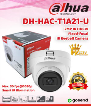 Kamera CCTV Dahua Indoor 2MP DH-HAC-T1A21-U | Dahua IR HDCVI Fixed-focal Eyeball Camera